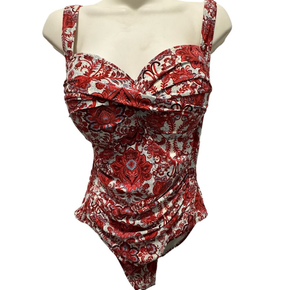 Niptuck size 10 red floral one piece  swimsuit